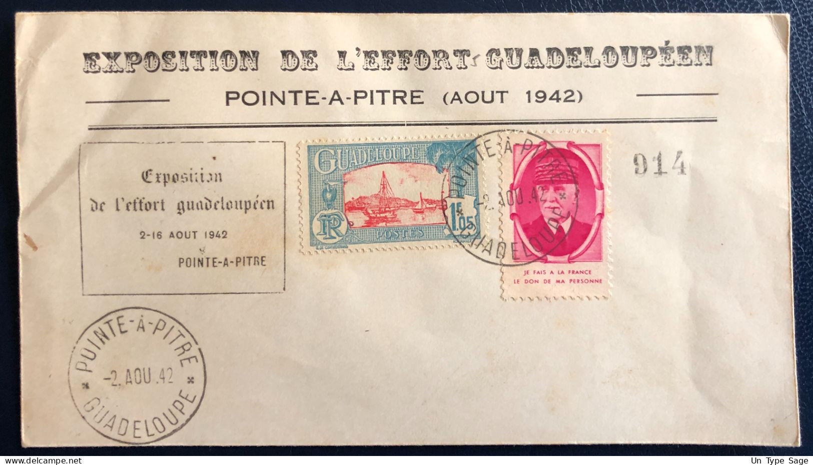 Guadeloupe, Divers Sur Enveloppe Exposition De L'Effort Guadeloupéen 2.8.1942 - (B4715) - Brieven En Documenten