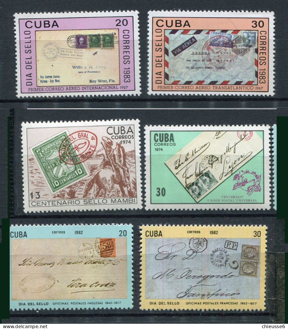 Cuba ** - N° 1809 - 1762 - 2359 - 2360 - 2436 - 2437 - Timbre Sur Timbre - Poste Aérienne