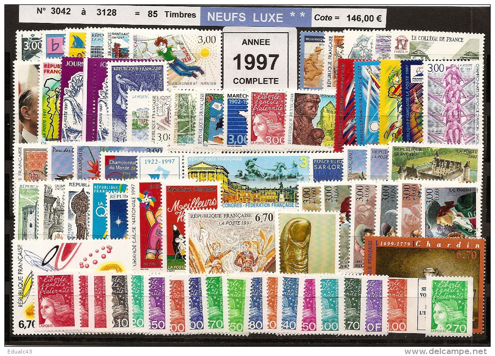 FRANCE - Année Complète 1997 - NEUF LUXE ** 85 Timbres - SUPERBE - 1990-1999