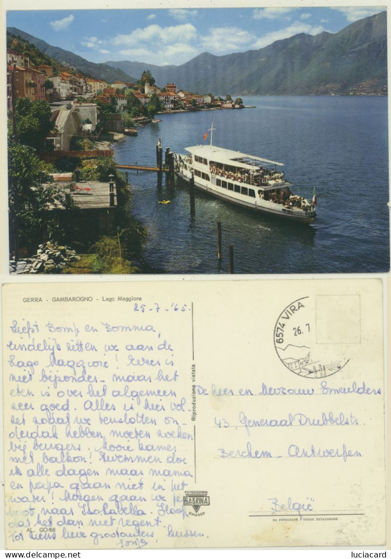 GERRA -GAMBAROGNO -LAGO MAGGIORE -BATTELLO-PIROSCAFO-VIAGG.1965 - Cugnasco-Gerra