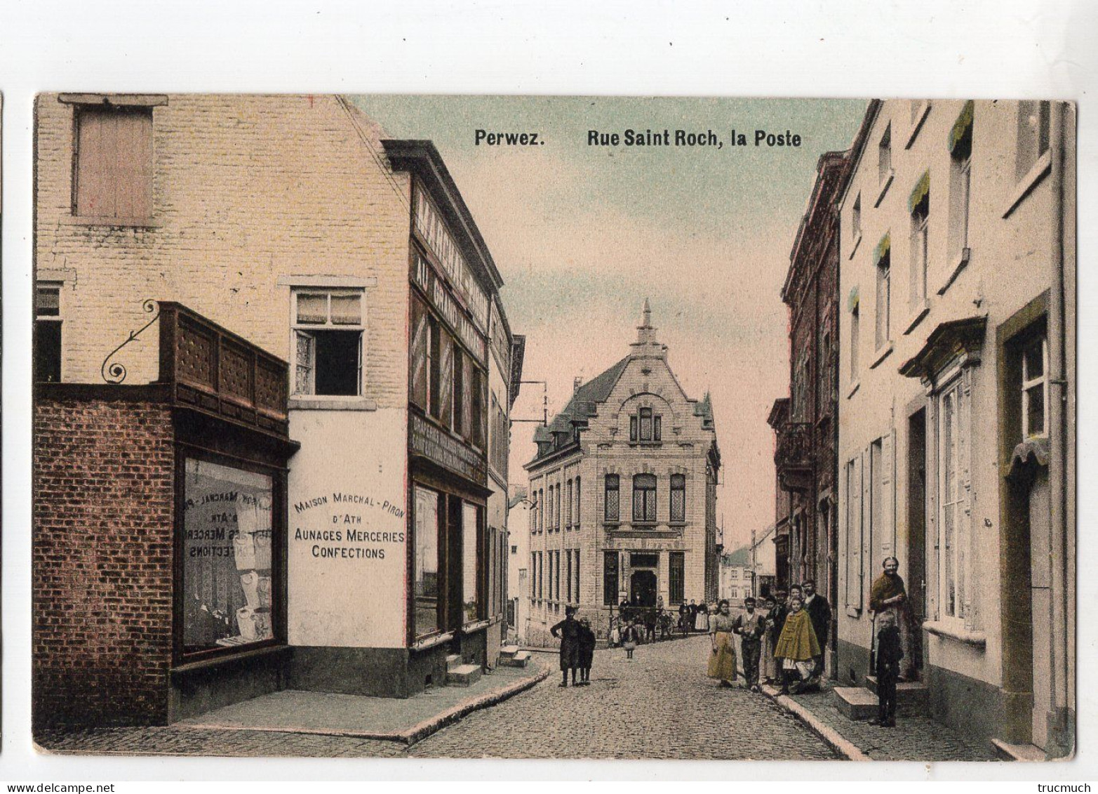 PERWEZ - Rue Saint-Roch - La Poste   *colorisée* - Perwez