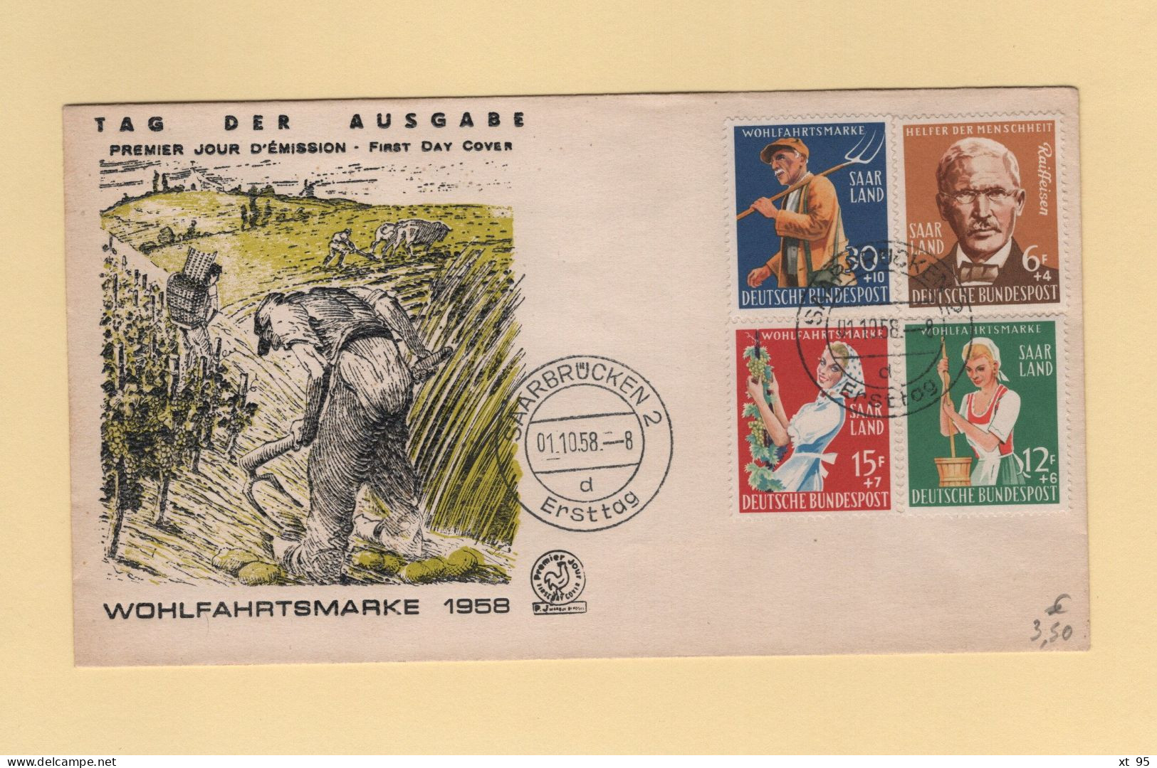 Saar - FDC - 1958 - FDC