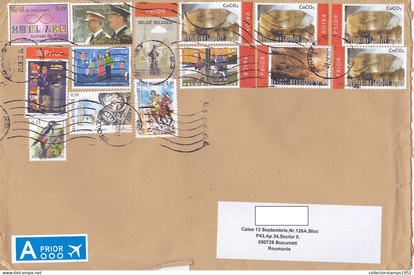 ART, BIRD, KINGS, MONUMENT, MINERALS, NICE STAMPS ON COVER, 2022, BELGIUM - Briefe U. Dokumente