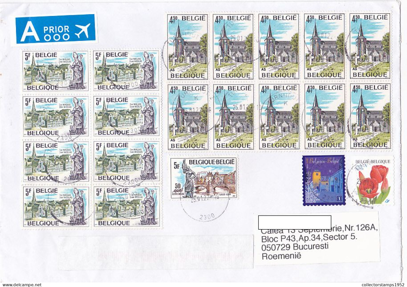 ST NICHOLAS, ARCHITECTURE, CHRISTMAS, TULIPS, NICE STAMPS ON COVER, 2022, BELGIUM - Lettres & Documents