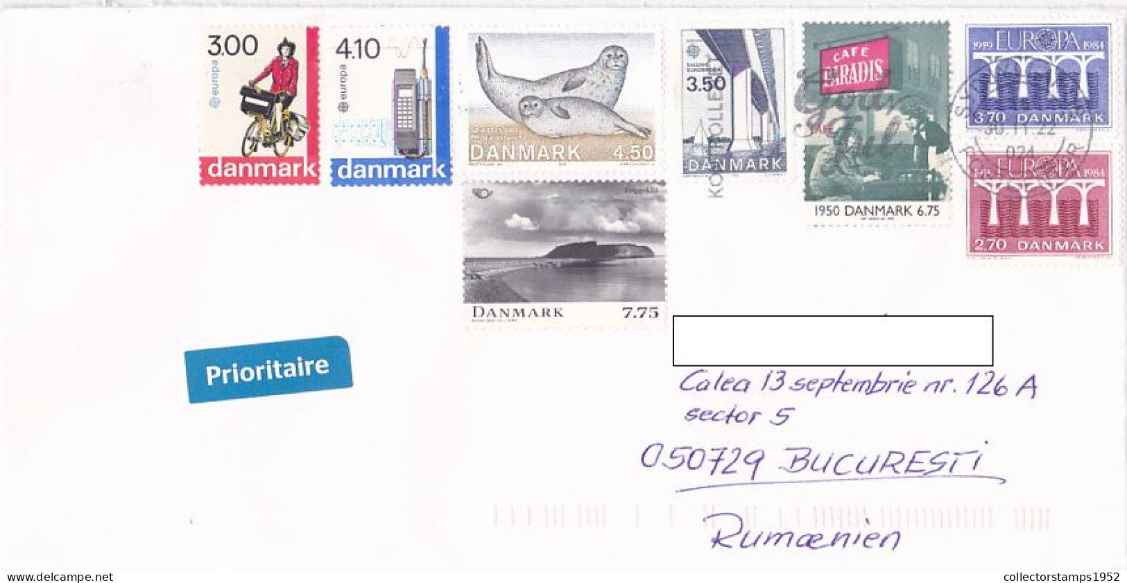 EUROPA CEPT, SEAL, LANDSCAPE, CAFE PARADIS, NICE STAMPS ON COVER, 2022, DENMARK - Covers & Documents