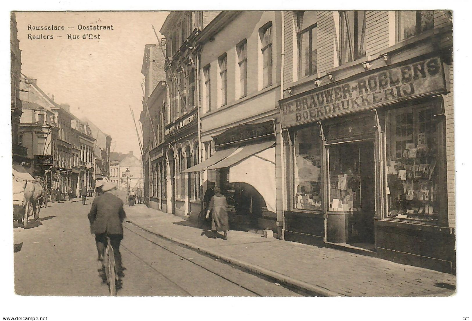 Roeselare Roulers  Ooststraat Riue De L'Est    (uitgegeven Door En Zicht Op Boekdrukker De Brauwer-Roelens) - Roeselare