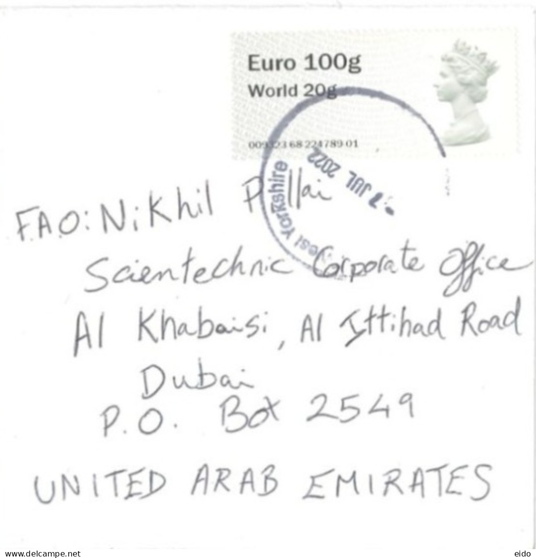 GREAT BRITAIN - 2022 - STAMP COVER TO DUBAI. - Universal Mail Stamps