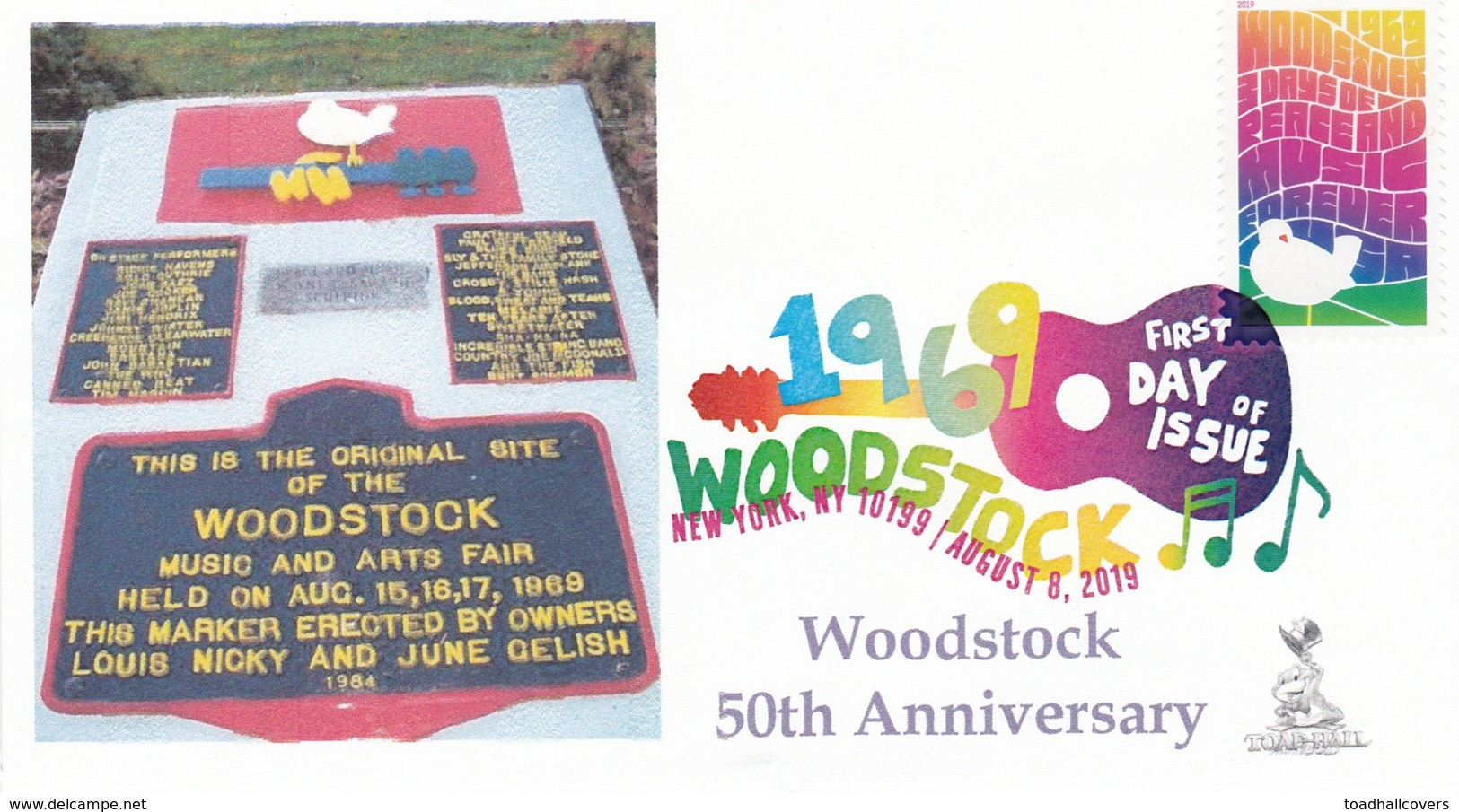 Woodstock 50th Anniversary FDC, NY, NY Digital Color (DCP) Pictorial Cancellation, From Toad Hall Covers! (#4 Of 4) - 2011-...