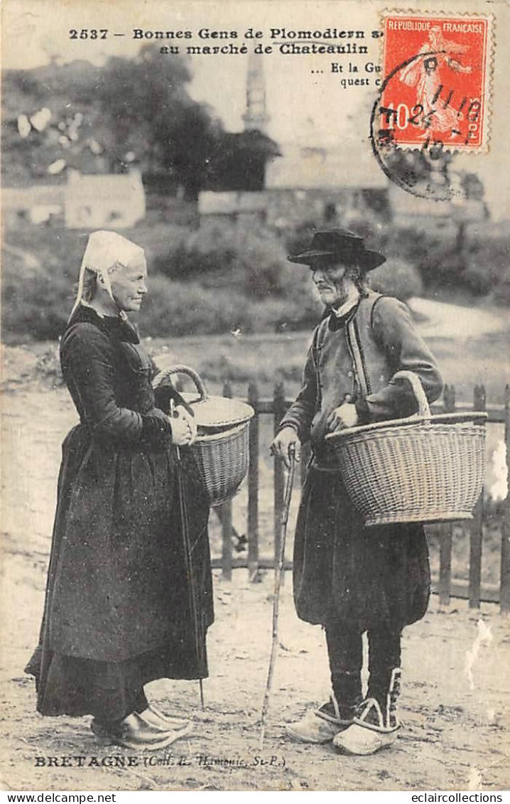 Plomodiern           29        Un Couple De Paysans Allant Au Marché De Chateaulin          (voir Scan) - Andere & Zonder Classificatie