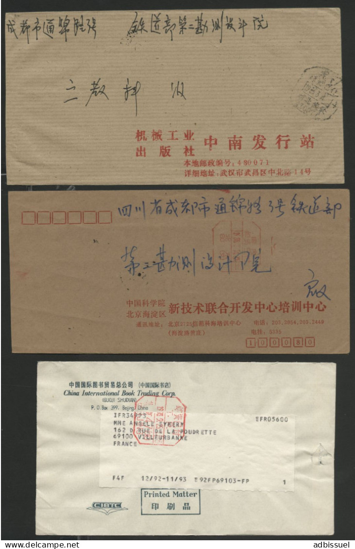 CHINA 3 Envelopes With Cancellation For Official Mails In 1988 (x2) An 1993. - Briefe U. Dokumente