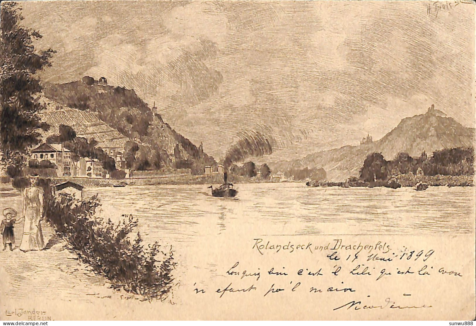 Rolandseck Und Drachenfels (1899 Carl Jander, Berlin) - Drachenfels