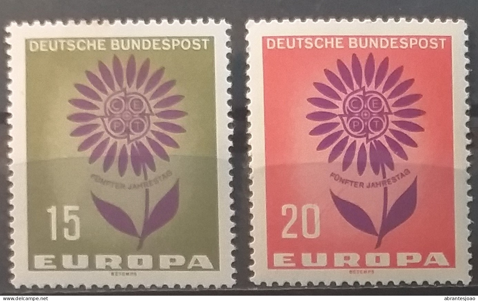 1964 - Germany - MNH - Stylized Sunflower - 2 Stamps - Ungebraucht