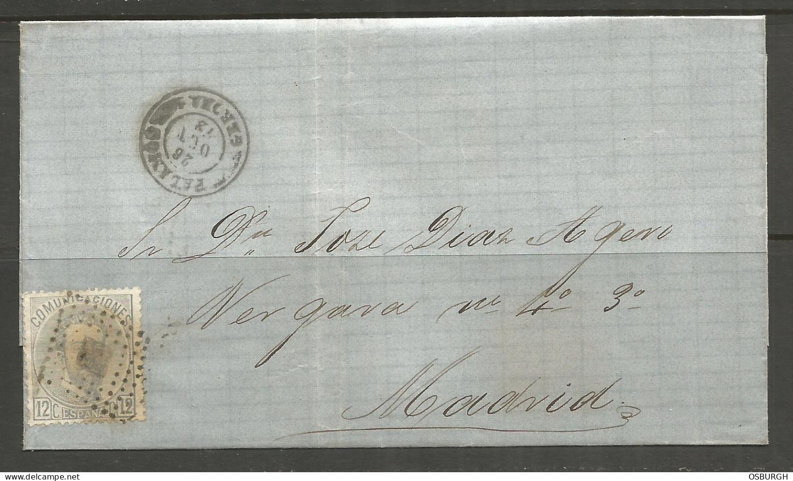 SPAIN. 1874. FOLDED ENVELOPE. PALAMOS GERONA TO MADRID. - Lettres & Documents