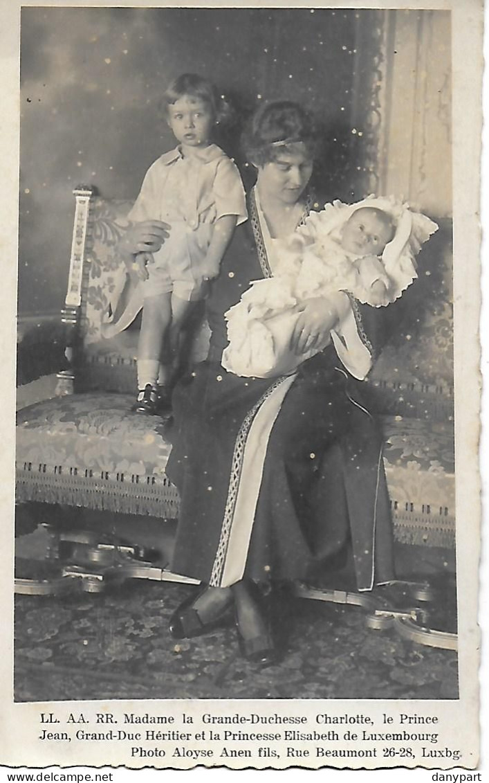 Carte Photo Grande Duchesse Charlotte ,Prince Jean ,Princesse Elisabeth De Luxembourg - Grossherzogliche Familie