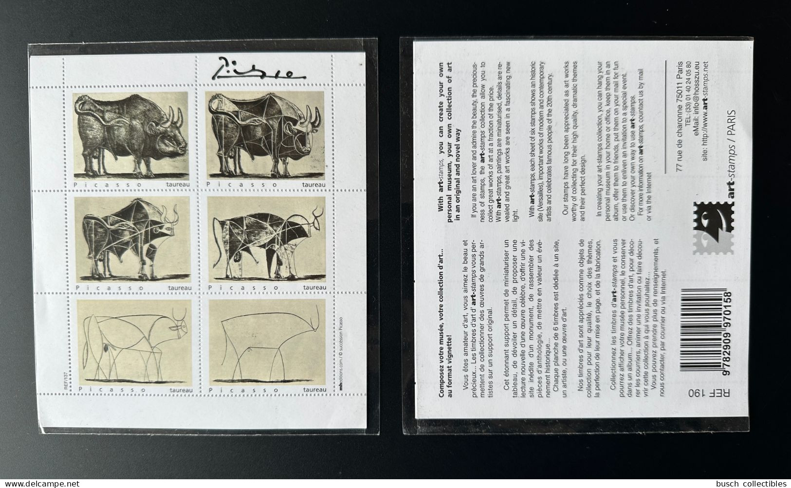 France - Vignette Cinderella ITVF Art-stamps Michel Hosszu Pablo Picasso Taureau Stier Bull Art Kunst Tableau - Altri & Non Classificati