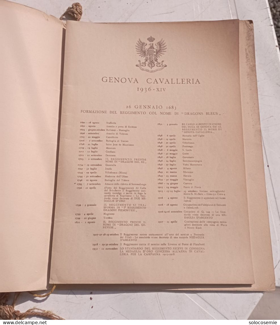 1936 -Genova Cavalleria - Con Calendario  - Buone  Condizioni - Documents