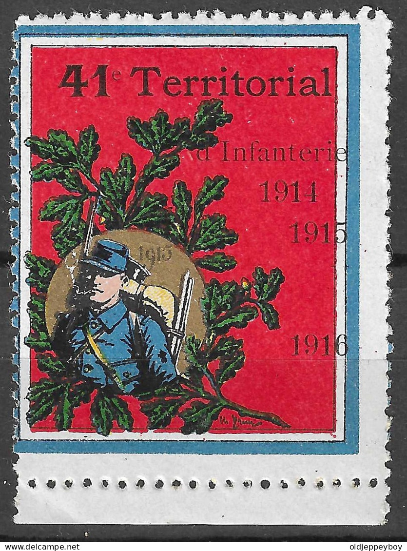 WWI WW1 Vignette Cinderella Delandre FRANCE 41 ème Régiment Territorial D'infanterie MNH** GOMME ORIGINALE VERY FINE - Cinderellas