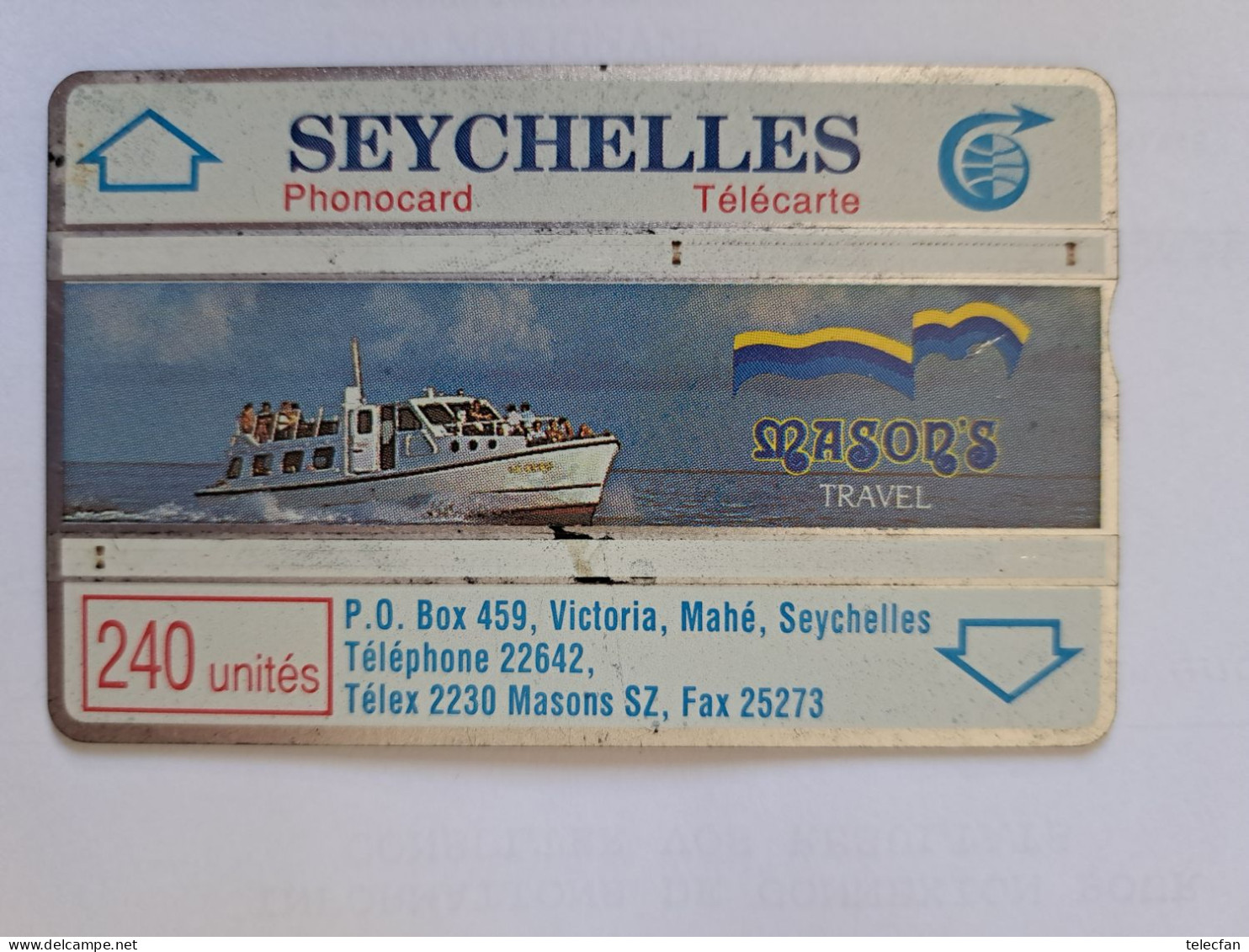 SEYCHELLES MASONS TRAVEL BOAT 240U UT N° 011E - Seychelles