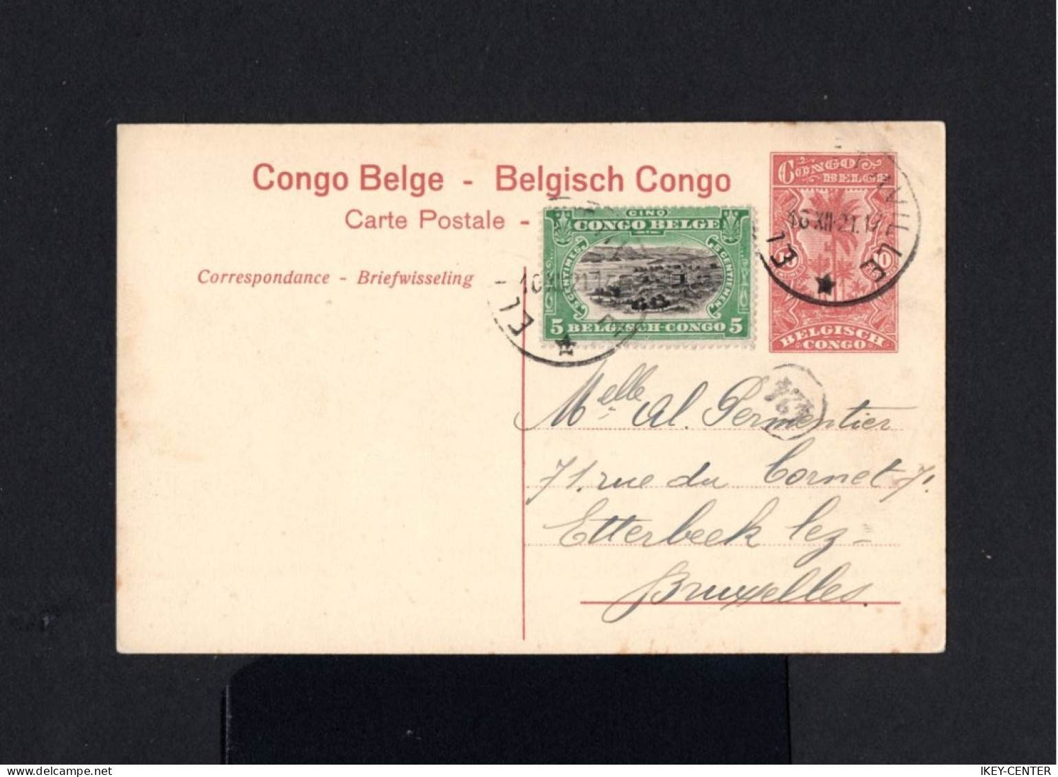 S141-BELGIAN CONGO-OLD POSTCARD ELISABETHVILLE To BRUSSELS (belgium) 1921.Carte Postale CONGO BELGE - Briefe U. Dokumente