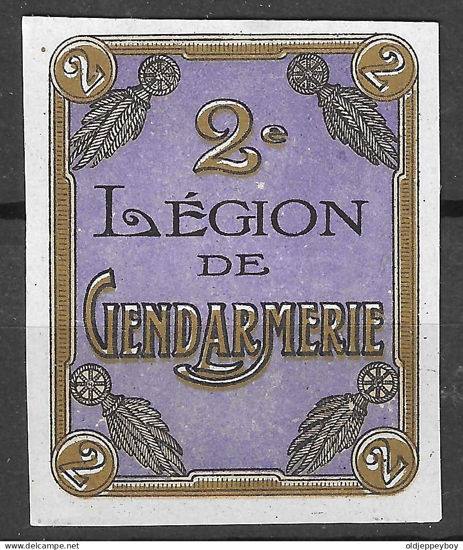 WWI WW1 Vignette Cinderella Delandre  2ème Légion De Gendarmerie NUEF** MNH** GOMME ORIGINALE VERY FINE - Cinderellas