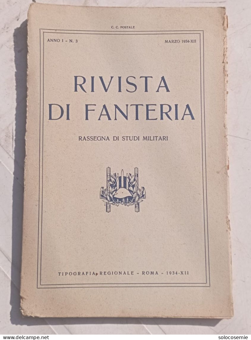 1934, N. 3 Marzo - RIVISTA DI FANTERIA, Rassegna Di Studi Militari - Italiaans