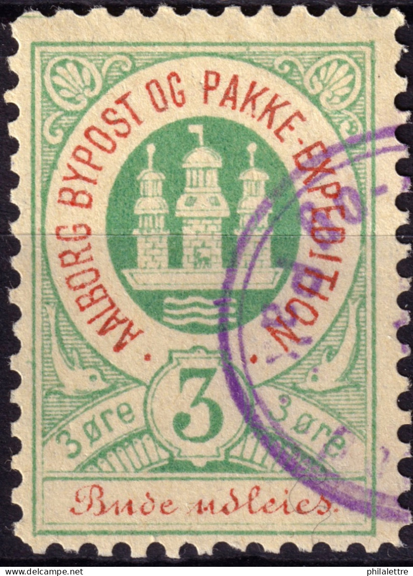 DANEMARK / DENMARK - 1885 - AALBORG CJ Als Local Post 3 øre Red & Emerald - VF Used - Local Post Stamps
