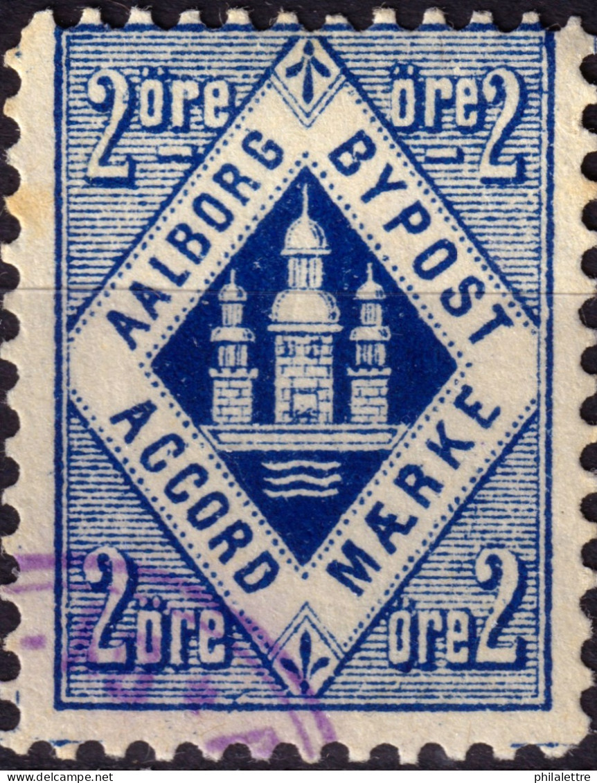 DANEMARK / DENMARK - 1886 - AALBORG CJ Als Local Post 2 øre Blue  - VF Used -b - Local Post Stamps