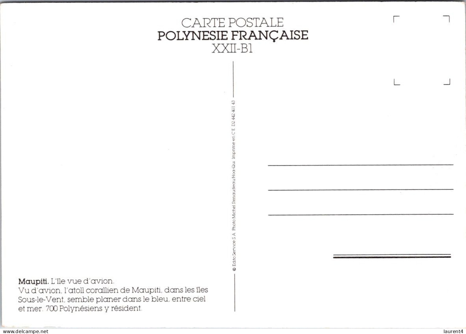 (1 Q 1) France Polynésie - French Polynesia - Island Of Maupiti - Polynésie Française