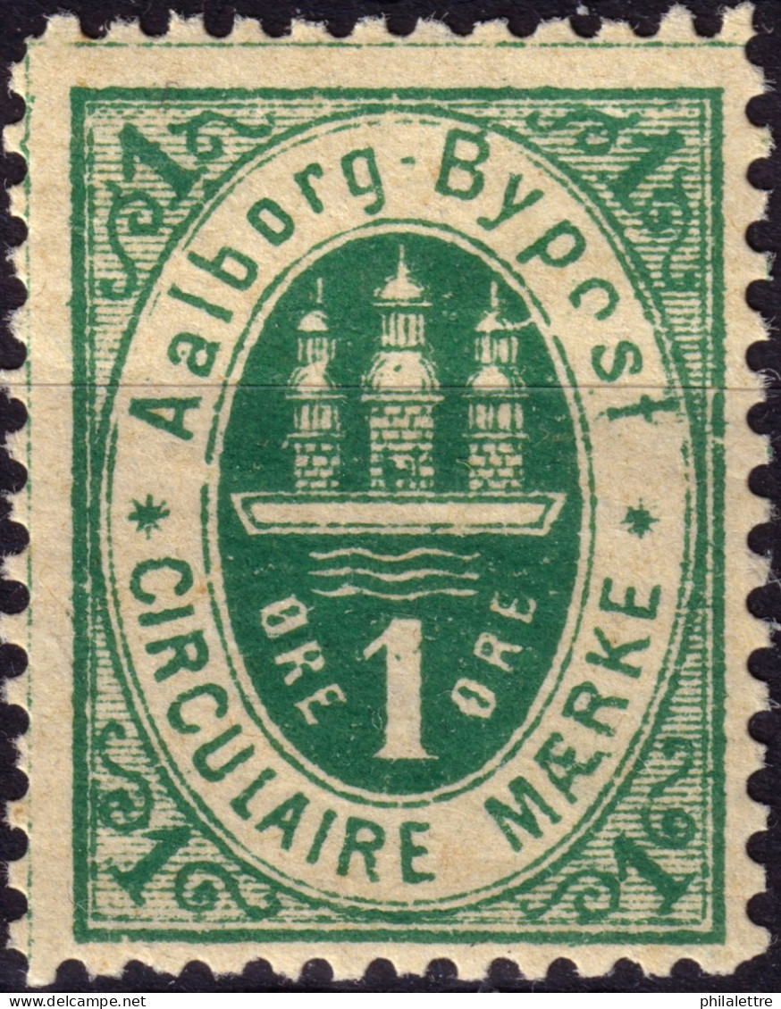 DANEMARK / DENMARK - 1887 - AALBORG CJ Als Local Post 1 øre Green  - Mint* - Ortsausgaben