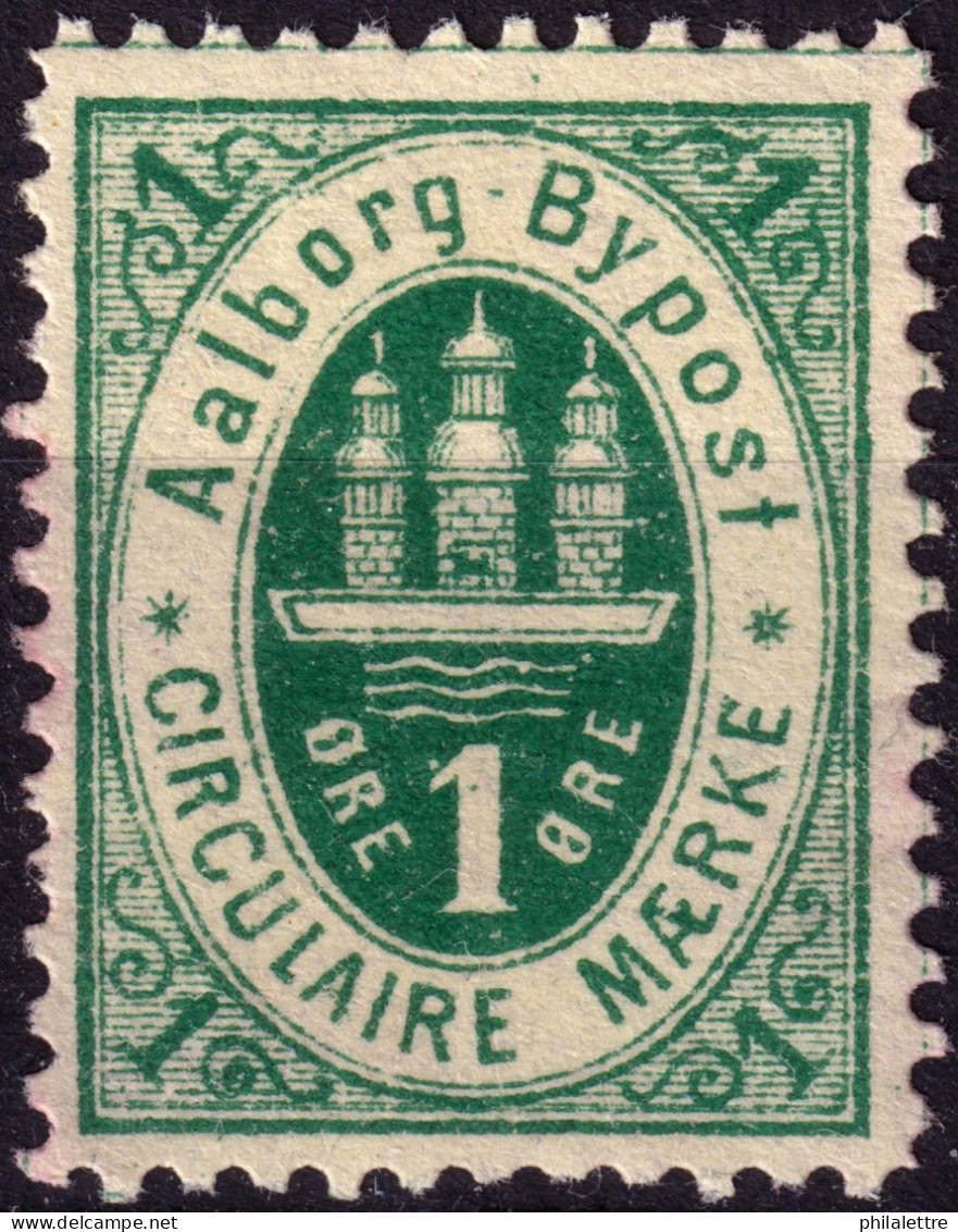 DANEMARK / DENMARK - 1887 - AALBORG CJ Als Local Post 1 øre Green  - No Gum -f - Lokale Uitgaven