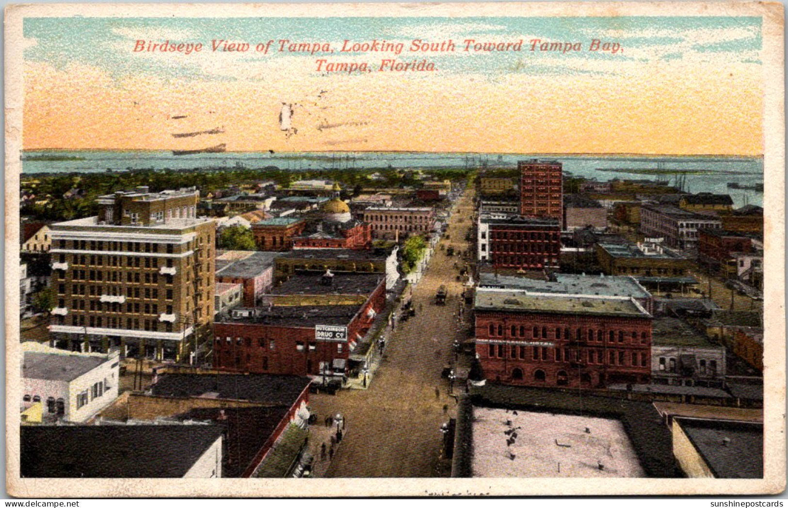 Florida Tampa Birds Eye View Looking South Toward Tampa Bay 1920 - Tampa