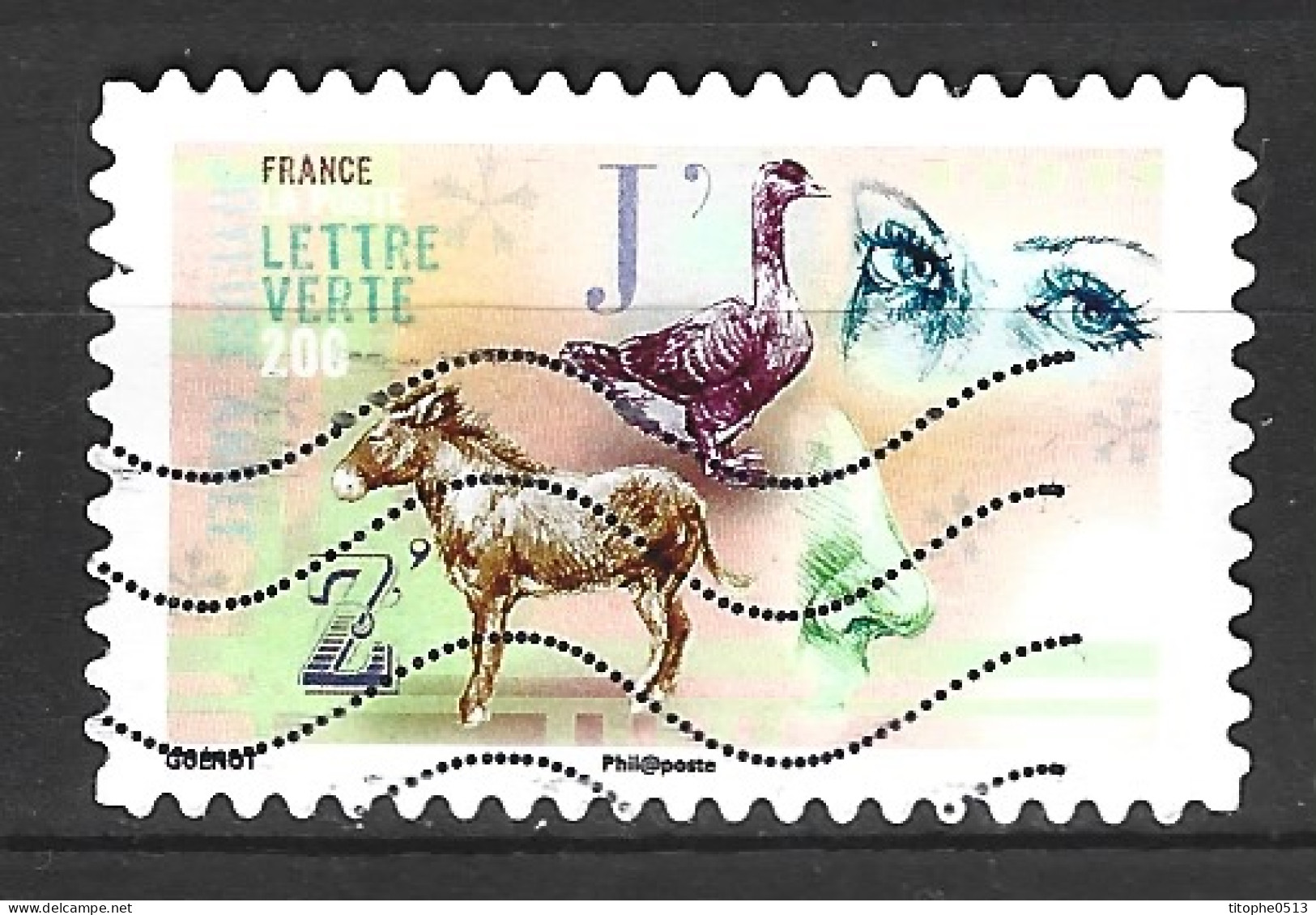 FRANCE. Timbre Adhésif Oblitéré. Ane. - Donkeys