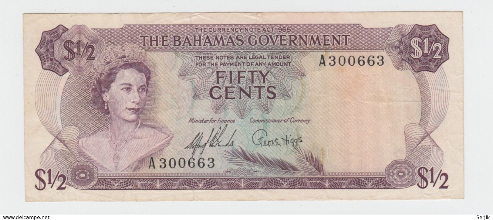 BAHAMAS 1/2 DOLLAR 1965 VF+ Pick 17 - Bahama's