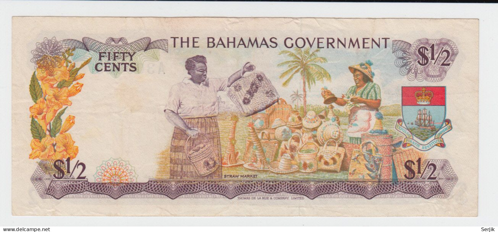 BAHAMAS 1/2 DOLLAR 1965 VF+ Pick 17 - Bahamas