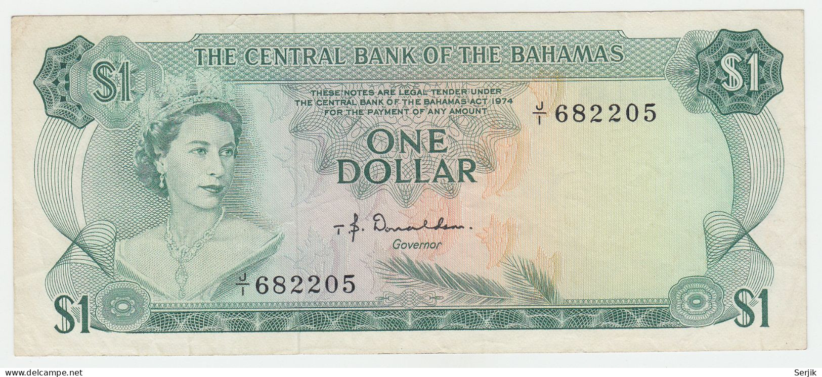 Bahamas 1 Dollar 1974 VF+ Crisp Banknote Pick 35a 35 A - Bahamas