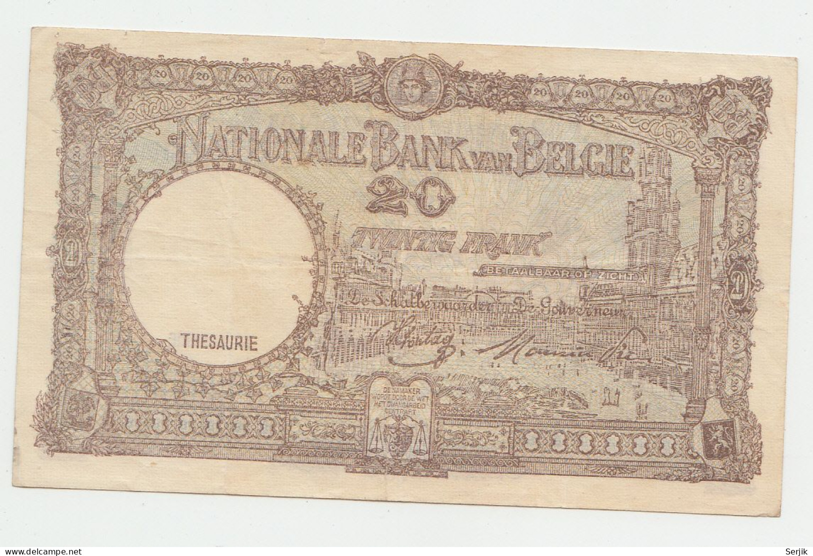 Belgium 20 Francs 1944 "F+" CRISP Banknote Pick 111 - 20 Francos