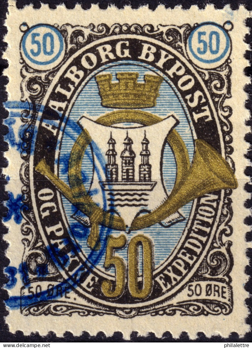 DANEMARK / DENMARK - 1887 - AALBORG CJ Als Local Post 50 øre Gold, Blue & Black - VF Used -a - Emisiones Locales