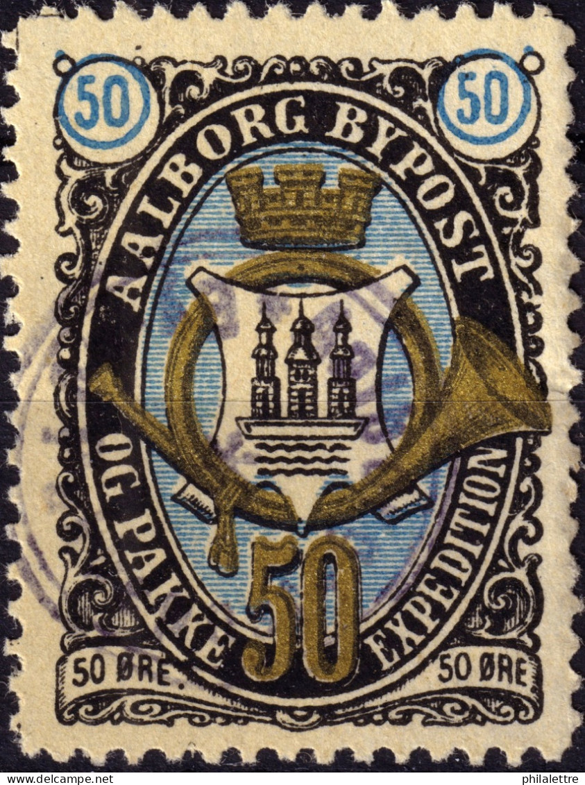 DANEMARK / DENMARK - 1887 - AALBORG CJ Als Local Post 50 øre Gold, Blue & Black - VF Used -c - Ortsausgaben