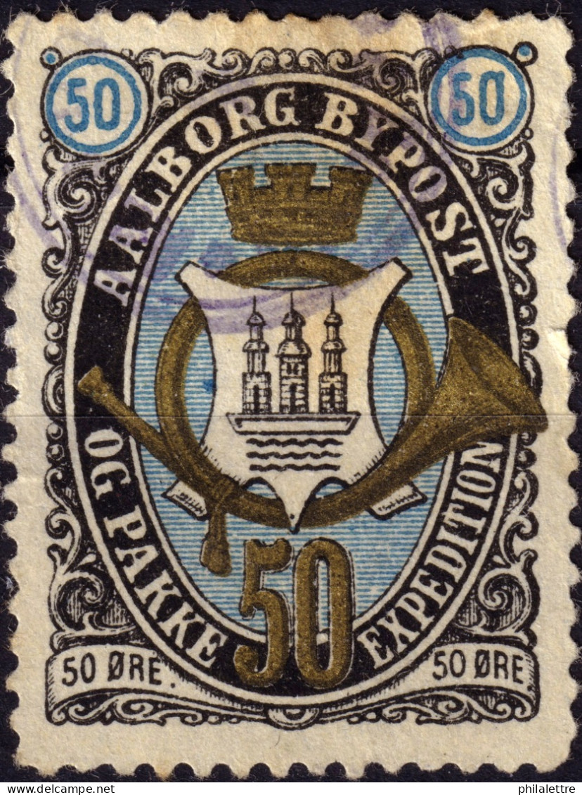 DANEMARK / DENMARK - 1887 - AALBORG CJ Als Local Post 50 øre Gold, Blue & Black - VF Used -d - Emissions Locales