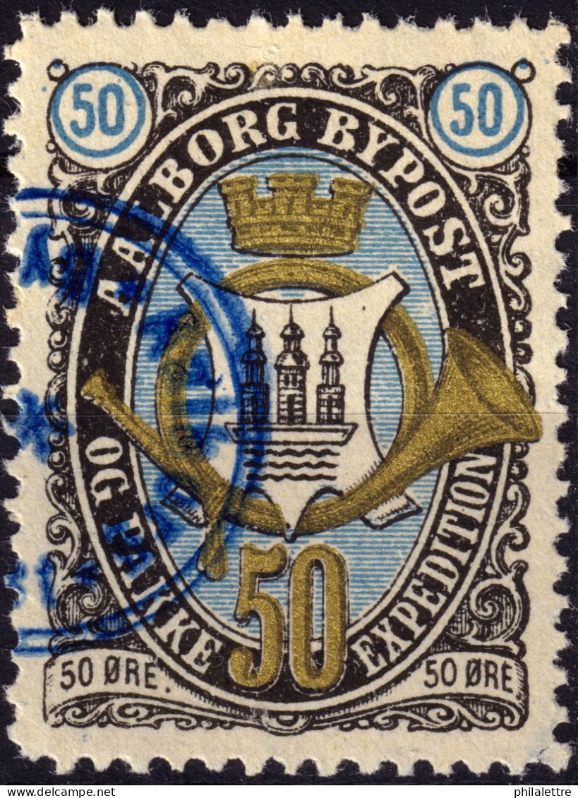 DANEMARK / DENMARK - 1887 - AALBORG CJ Als Local Post 50 øre Gold, Blue & Black - VF Used -e - Lokale Uitgaven