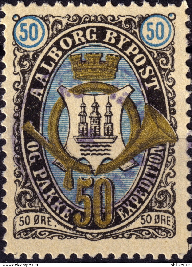 DANEMARK / DENMARK - 1887 - AALBORG CJ Als Local Post 50 øre Gold, Blue & Black - VF Used -g - Ortsausgaben