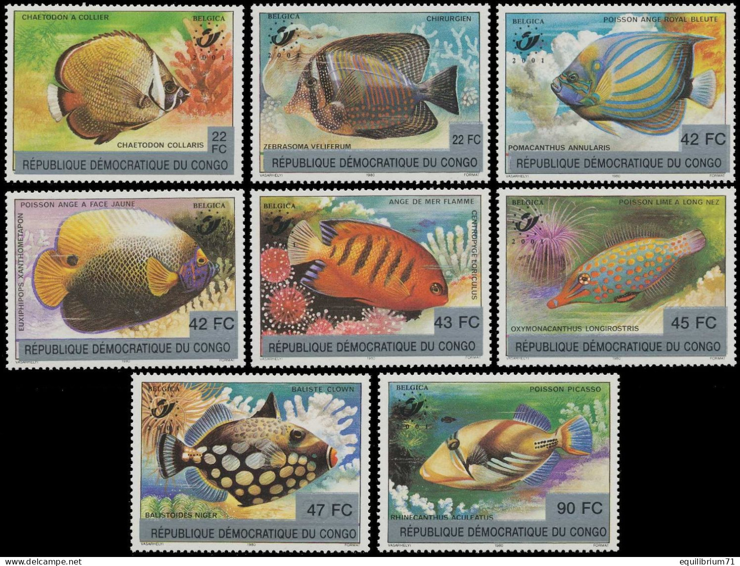1960/1967** - Belgica 2001 - Poissons Marins Tropicaux/Tropische Vissen/Tropischer Fisch/Tropical Marine Fish - CONGO - Esposizioni Filateliche