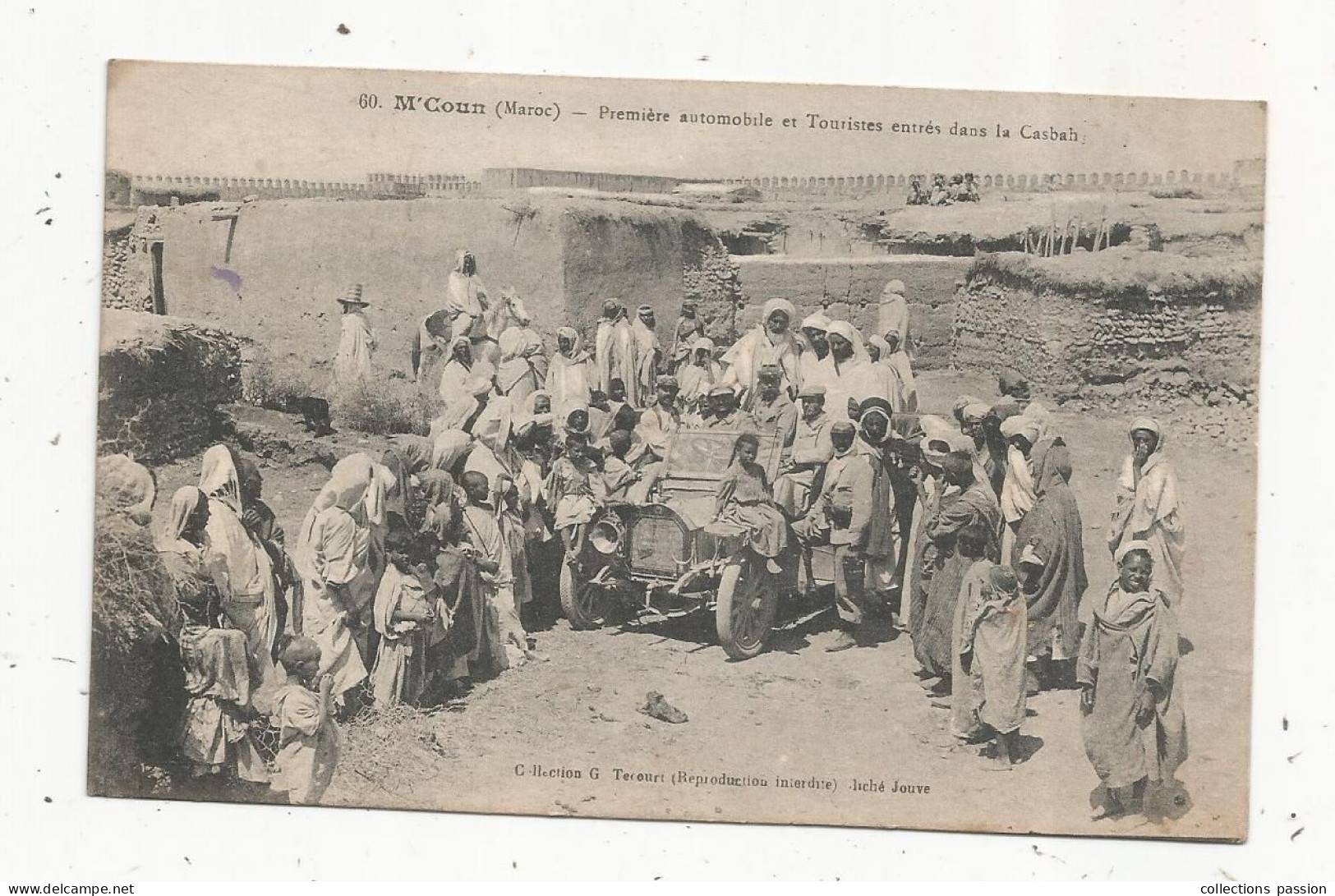 Cp, Automobile ,  Première Automobile Et Touristes Entrés Dans La Casbah, Maroc , M'COUN,  Voyagée 1915 - Toerisme