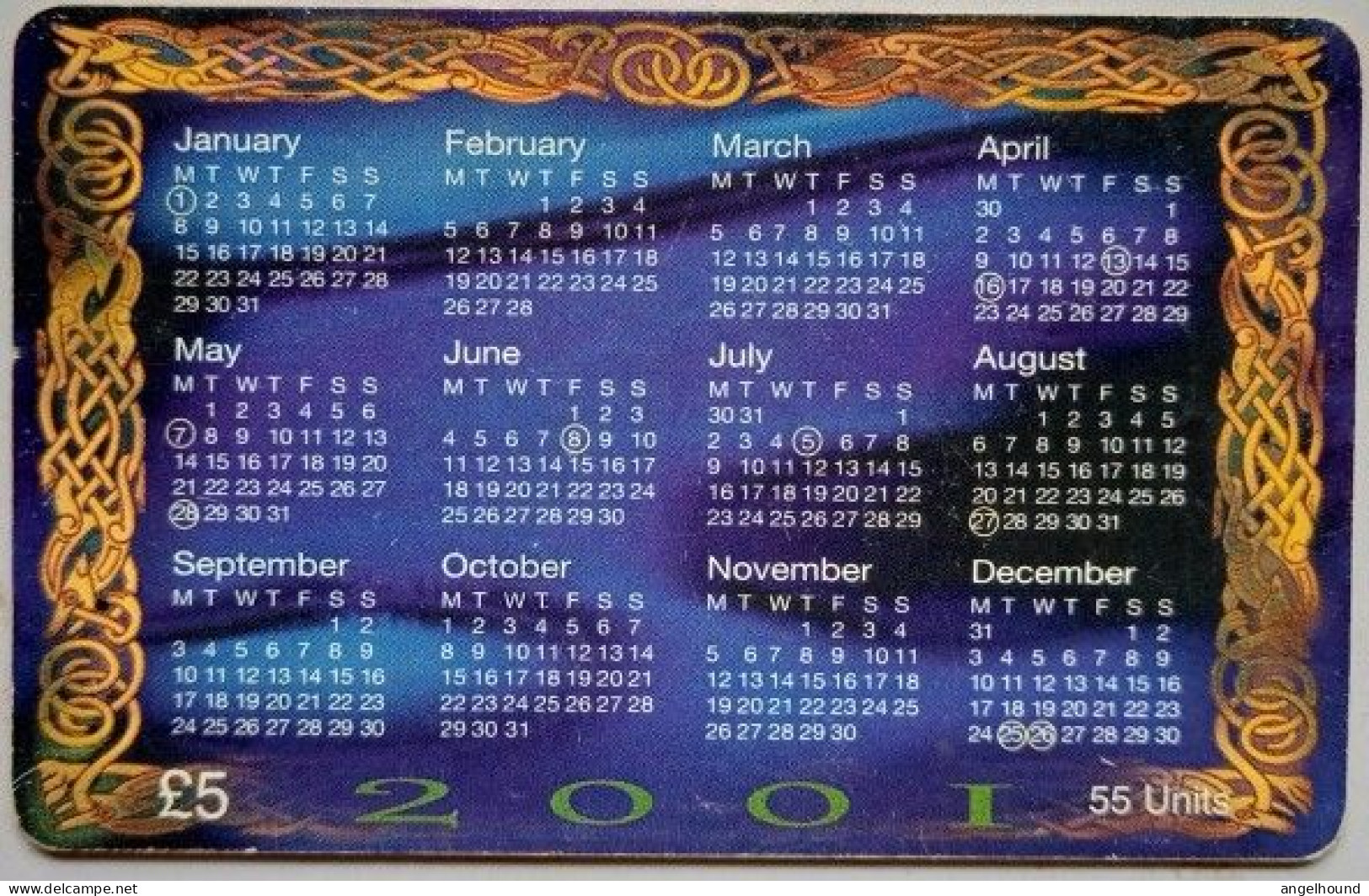 Isle Of Man 55 Units £5 " 2001 Calendar " - Man (Eiland)