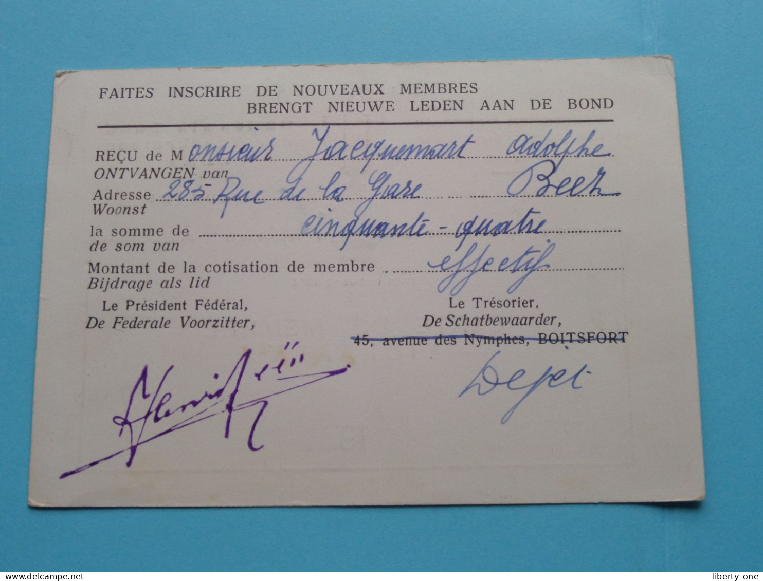 Féd. Nat. Des CROIX De L'YSER - Bond Der IJZERKRUISEN ( Zie / Voir Scans ) 1961 ( Carte De Membre ) ! - Tarjetas De Membresía