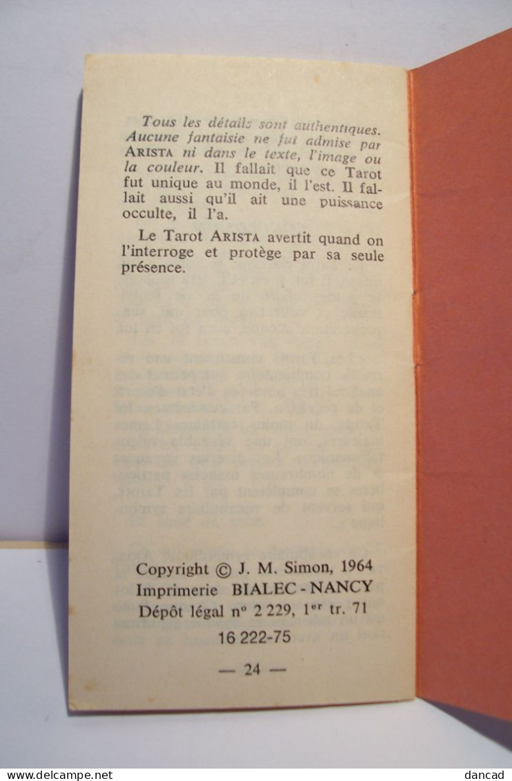 JEU DE 78 CARTES  - TAROT  ARISTA  - CARTOMANCIE  B.P. GRIMAUD  - J.M. Simon 1964 - Tarots