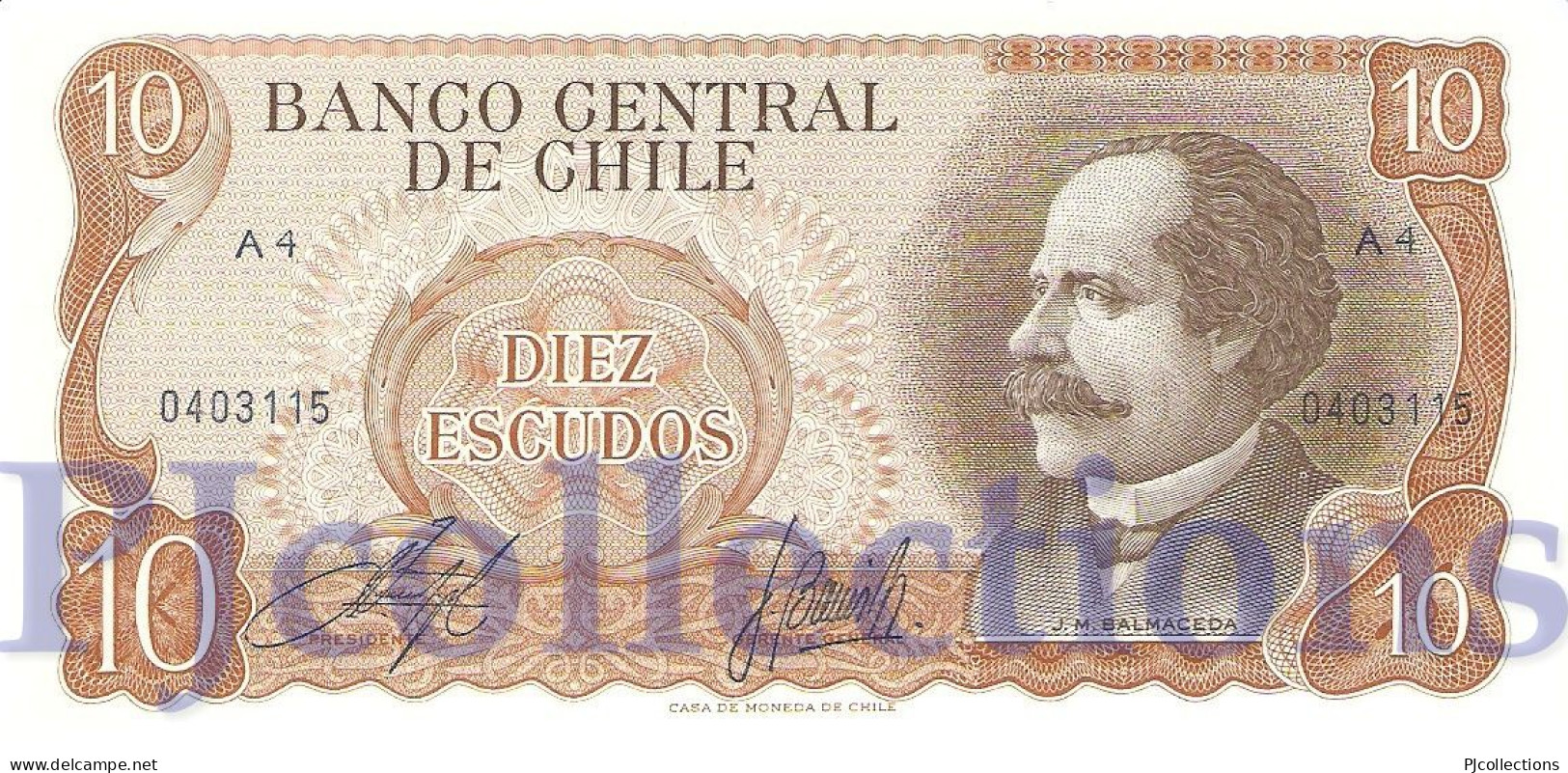 CHILE 10 ESCUDOS 1967/1976 PICK 143 UNC - Cile