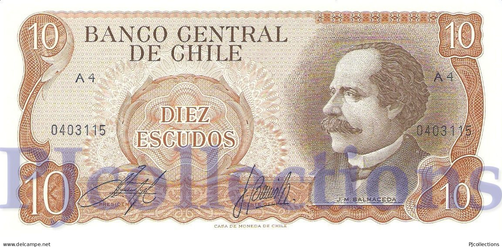 CHILE 10 ESCUDOS 1967/1976 PICK 143 UNC - Chile