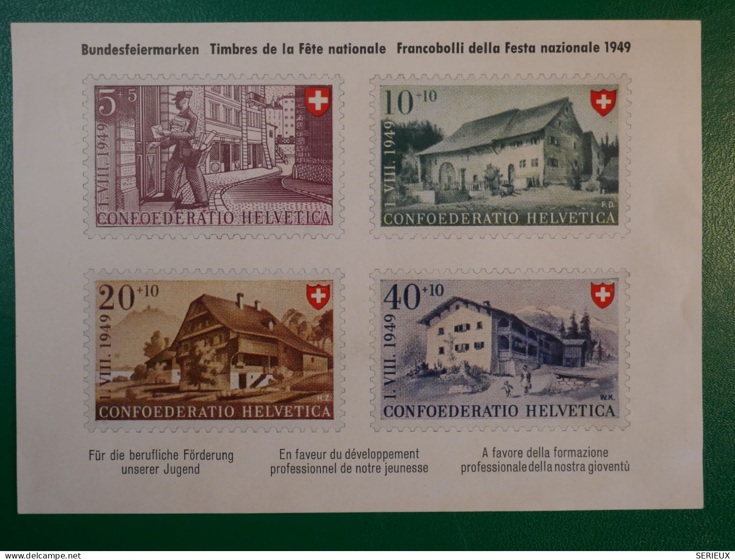 BQ14 SUISSE    FEUILLE TP  1949  +++   + - Autres & Non Classés