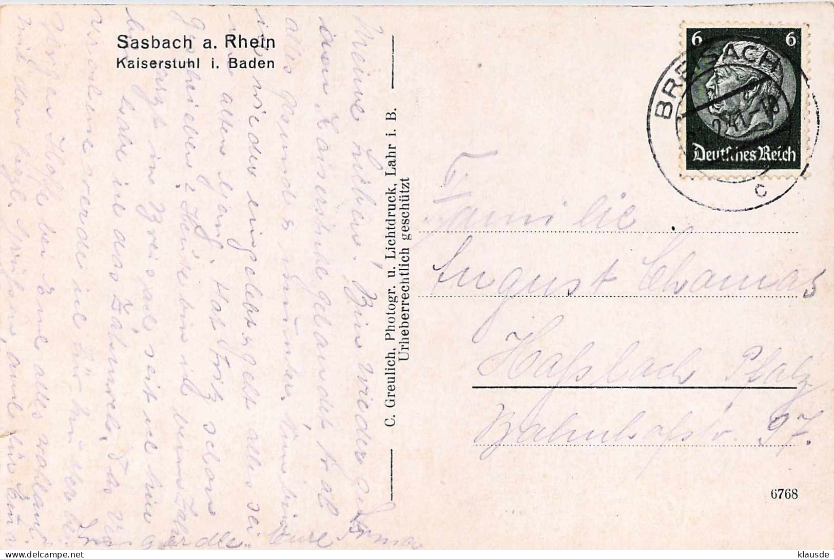 Rhein Bei Sasbach (Königstuhl) Gel.1941 - Sasbach